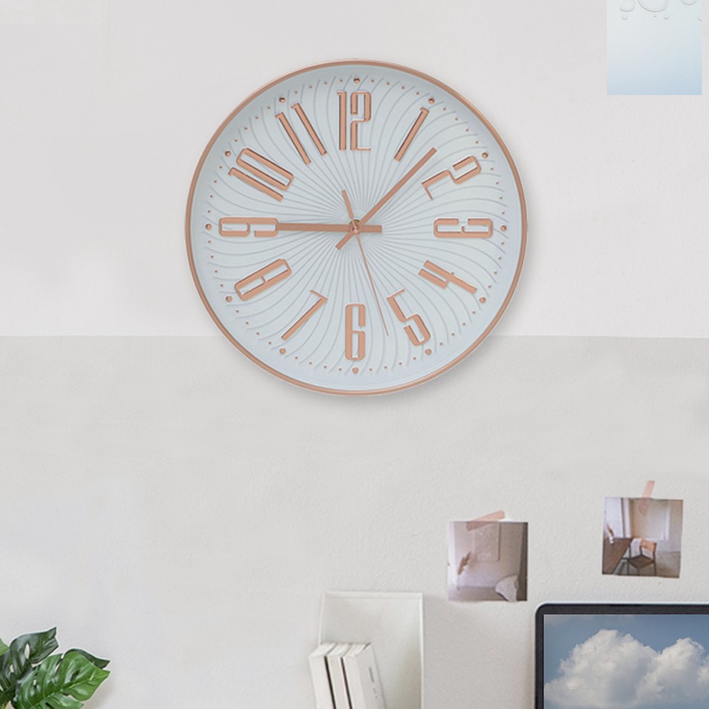 Oce 원형 모던 저소음 사무실 벽시계(화이트) 벽 디자인 워치 주방 엔틱 인테리어 월데코 시계