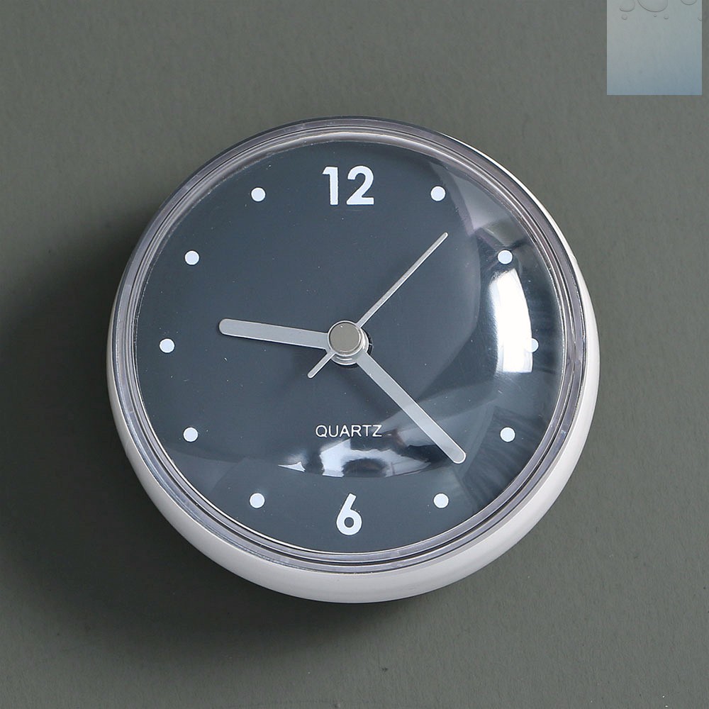 Oce 저소음 흡착 시계 주방 방수 벽시계(화이트+블랙) 미니 소형 워치 민트 흰색 칼라 붙이는 벽시계