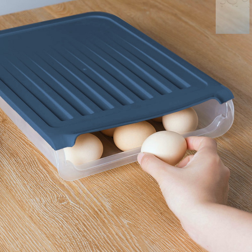 Oce 냉장고 계란 보관함 뚜겅 달걀판 18구 (네이비) 닭알 수납통 알 케이스 에그 케이스 박스