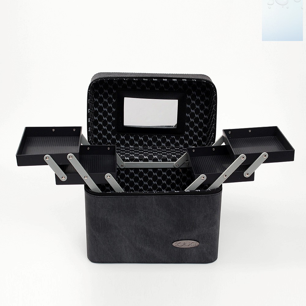 Oce 메이크업 상자 날개 가방 3단펼침 (블랙) 메이크업재료 정리함 화장품 미용 가방 분장 도구함