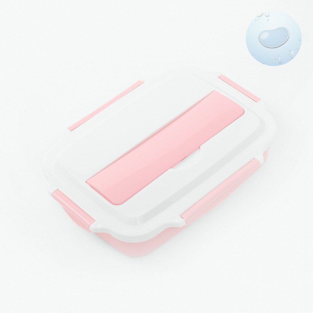 FDA 수저 수납 항균 칸막이 밀폐 도시락통 4칸 핑크 반찬 밀폐 용기 찬기  수저 케이스 찬합 직장인 도시락통 식판