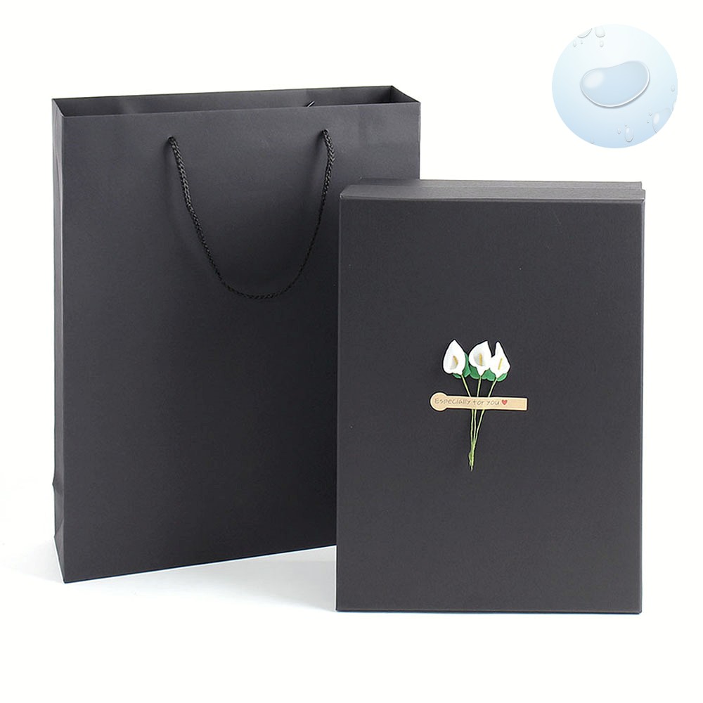 Oce 빛나는 선물 상자 카드 쇼핑백 세트 35x25 릴리 블랙 기프트 패키지 패키징 포장용 완충재 포장지
