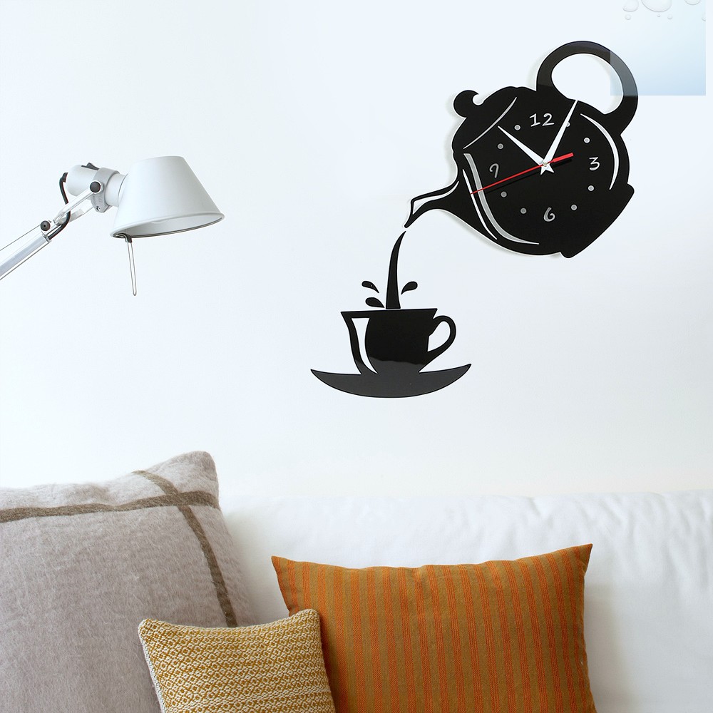 Oce 카페 월데코 벽 디자인 시계 카페향기 (블랙) 키친 까페 벽면 장식 월아트 무브먼트 주방 인테리어