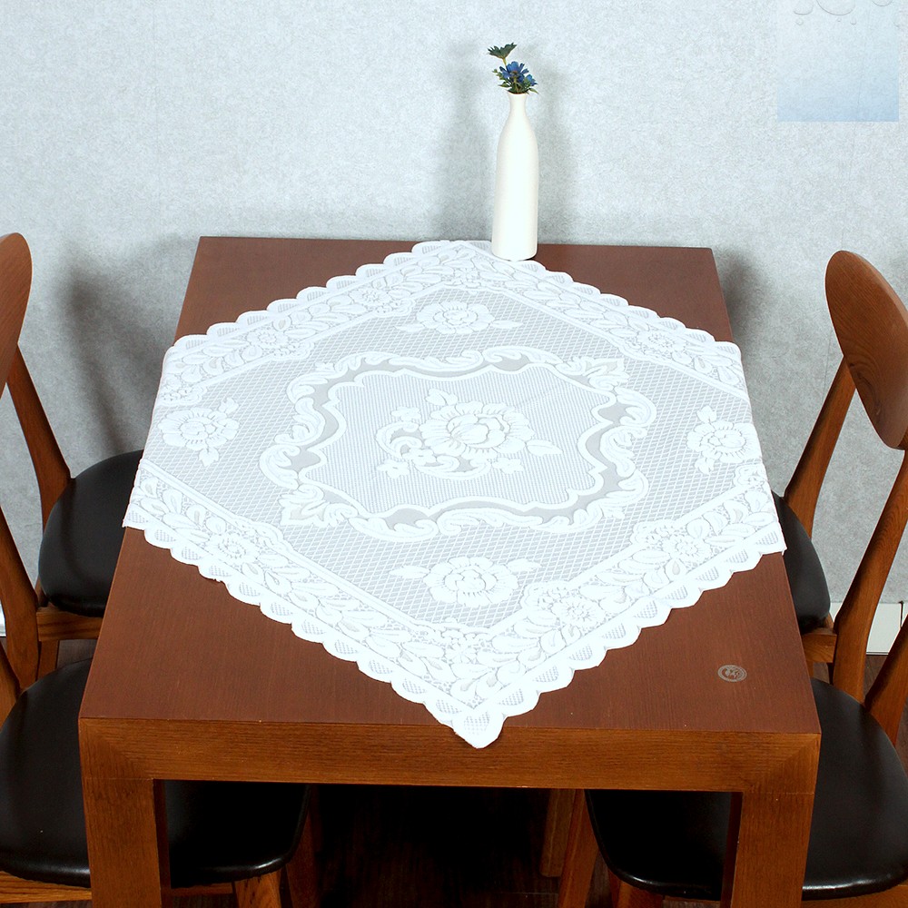 크로쉐 테이블보 플라워 식탁 러너 클래식 80x80 식탁 셋팅 꽃무늬 화이트 식탁보 레트로 카바