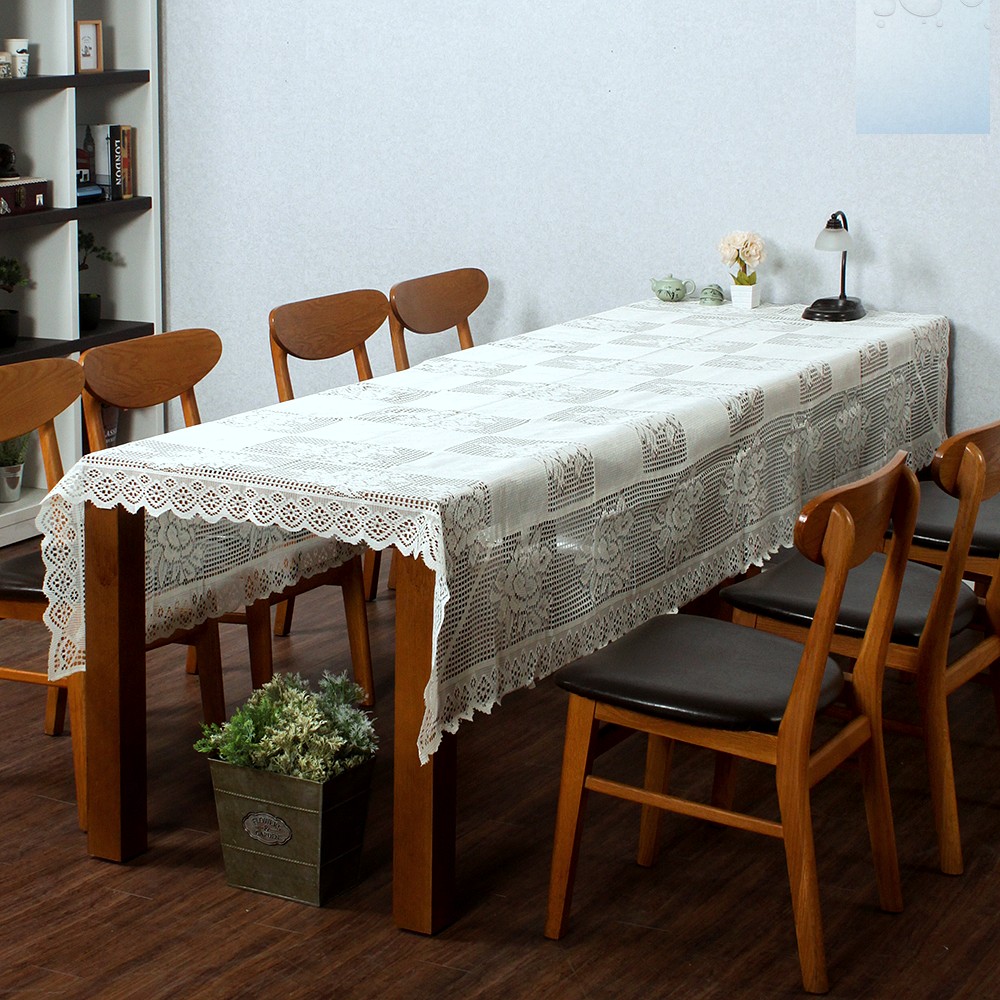 크로쉐 테이블보 플라워 식탁 러너 로즈가든 150x250 인테리어 덮개 플라워 테이블 매트 식탁 셋팅