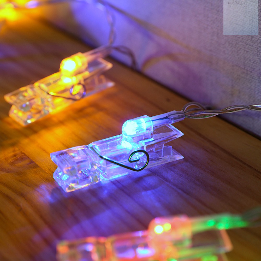포토 클립 가랜드 사진 줄 점멸 전구 LED 집게 컬러 4.8m 종이 액자 조명 어린이집 장식 프레임 가렌드