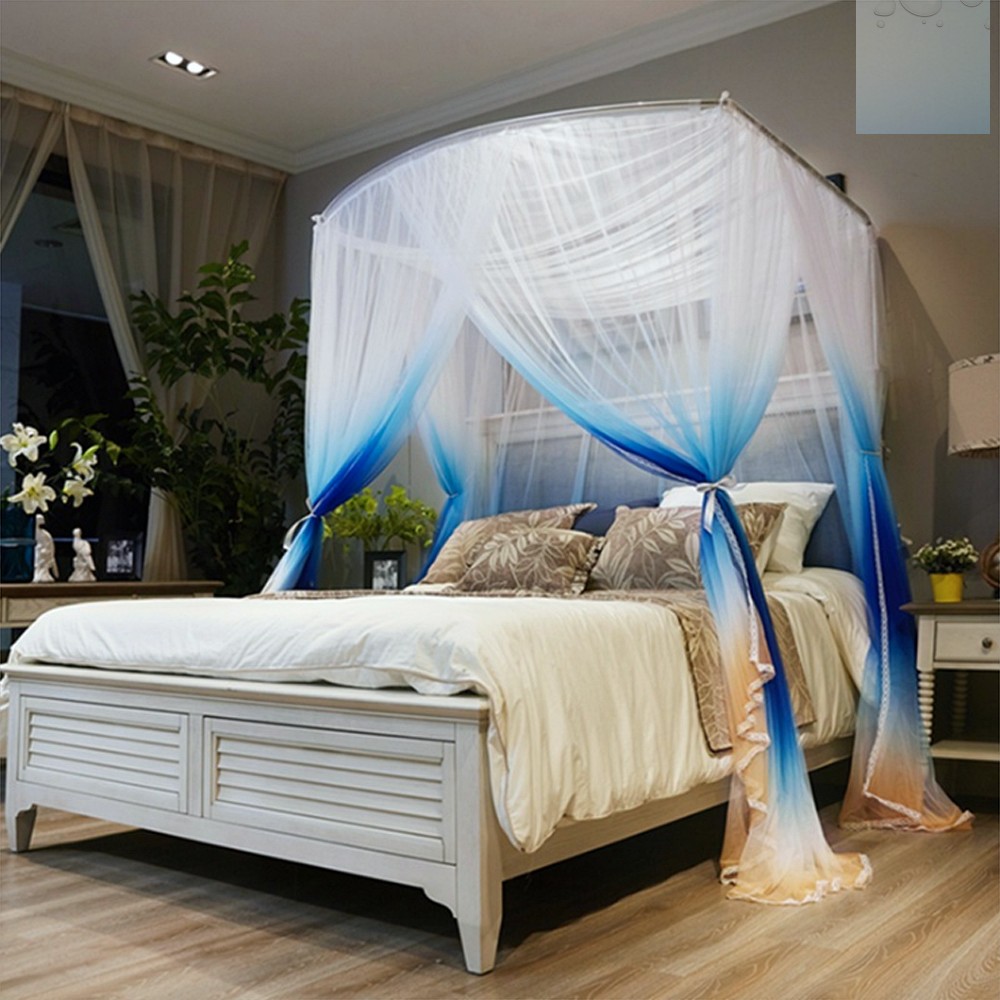Oce 높은 천장 그라데이션 U모양 침대 모기장 200x220cm 베드커텐 침실 촘촘망 해충 그물망