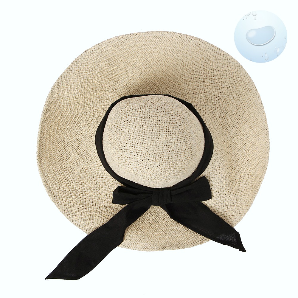 리본 와이어 넓은 챙 끈 모자 비치 햇 베이지 카우보이 버킷 끈달린 모자 바다 패션 소품