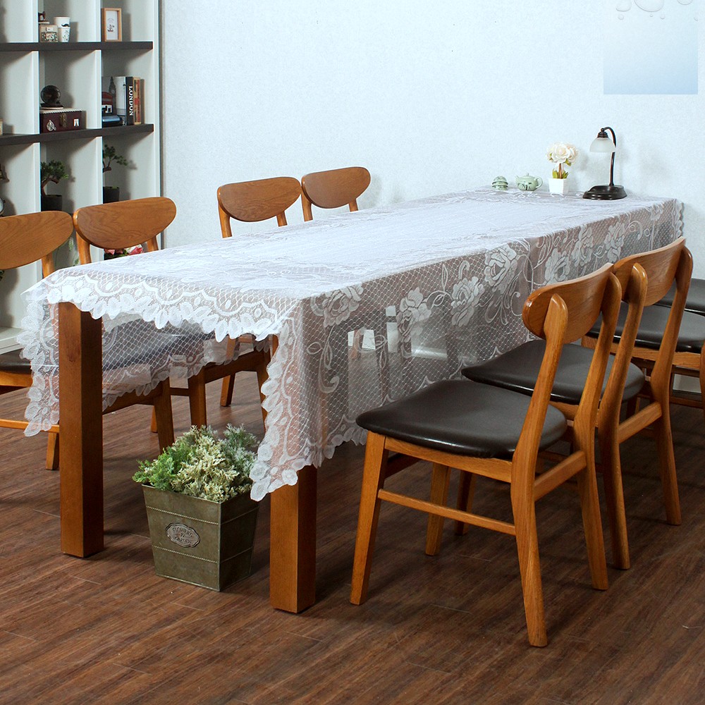 Oce 크로쉐 테이블보 플라워 식탁 러너 샐리가든 150x250 꽃무늬 화이트 식탁보 식탁 셋팅 장식 콘솔 러너