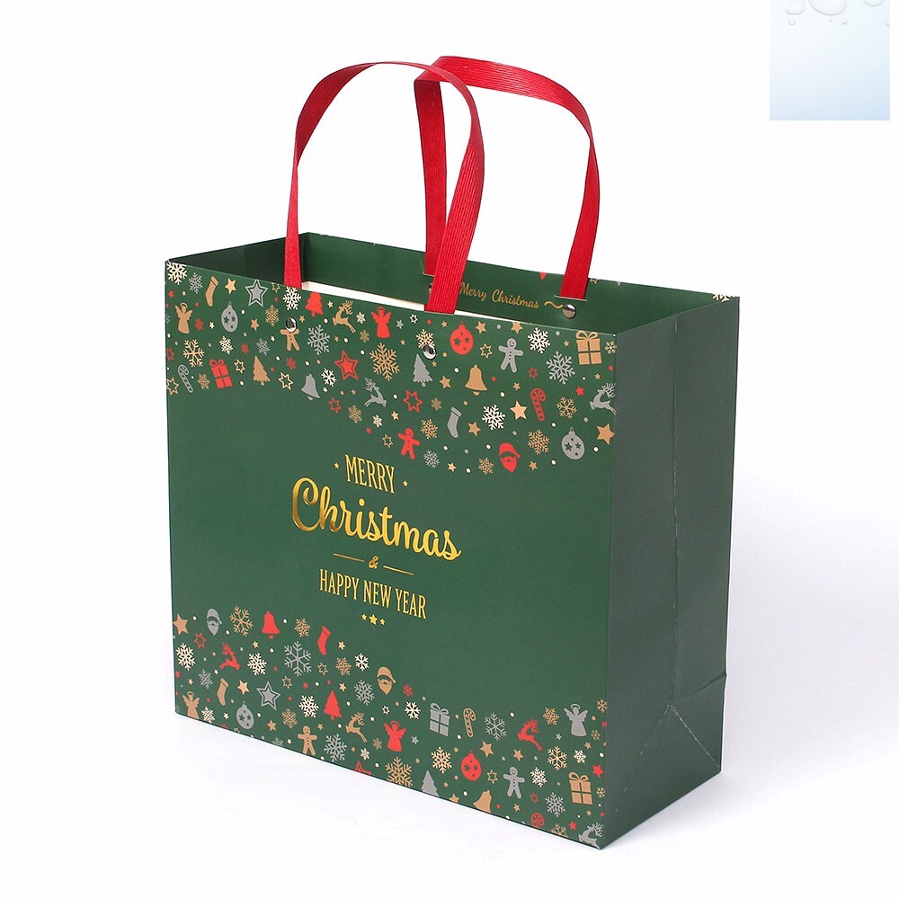 Oce 크리스마스 선물 가방 코팅 손잡이 쇼핑백 그린 산타할아버지 선물 박스 봉투 유치원 포장 상자