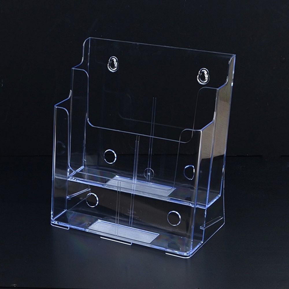 Oce 투명아크릴 2단 케이스 카다로그정리 서류꽂이-A4 카다로그 거치대 아크릴 개방형 상자 파일함