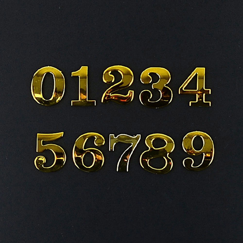 Oce 호실 표기 금색 아라비아 숫자 부착 고급 숫자판-5p 남바 기재 접착 골드 컬러 룸 넘버 로커룸 라카 사물함