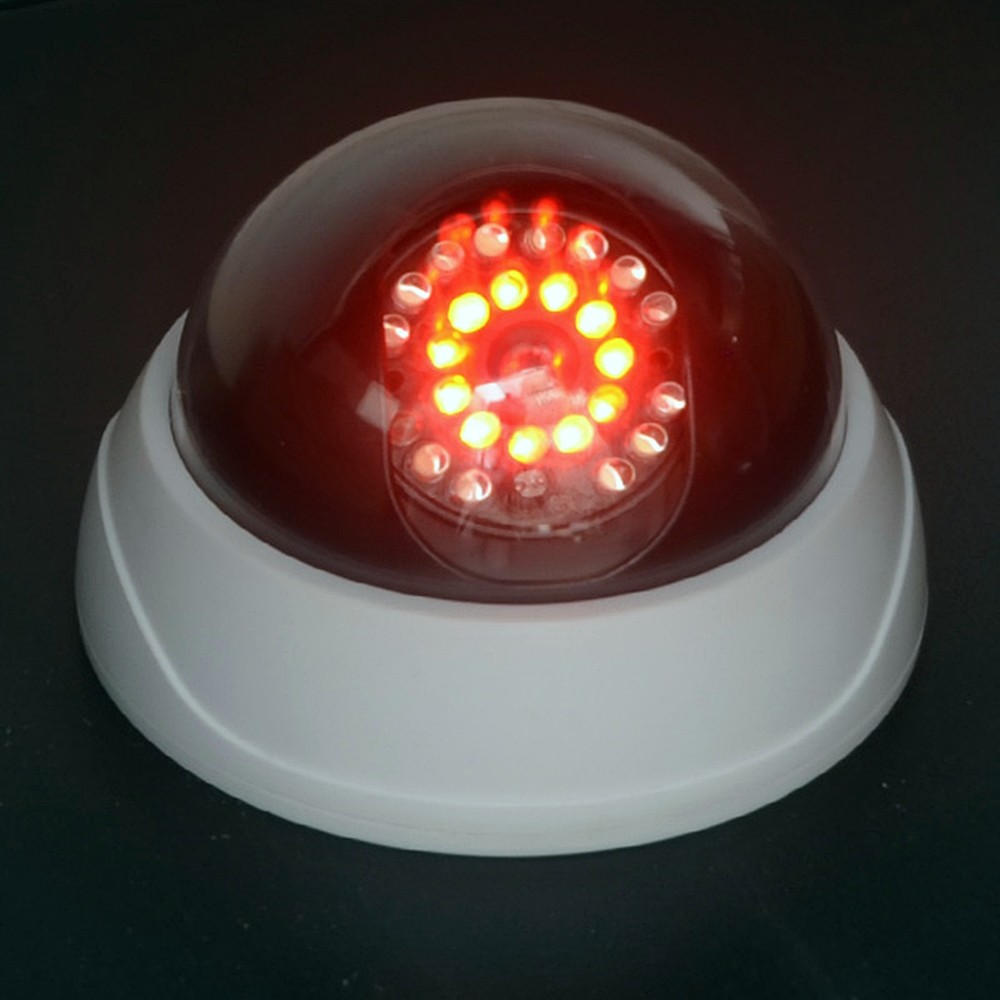 Oce LED 적색등 방범 카메라 모형-야간등 반구형 센서 배선없는 빨간 다구 램프 건전지 작동 모형