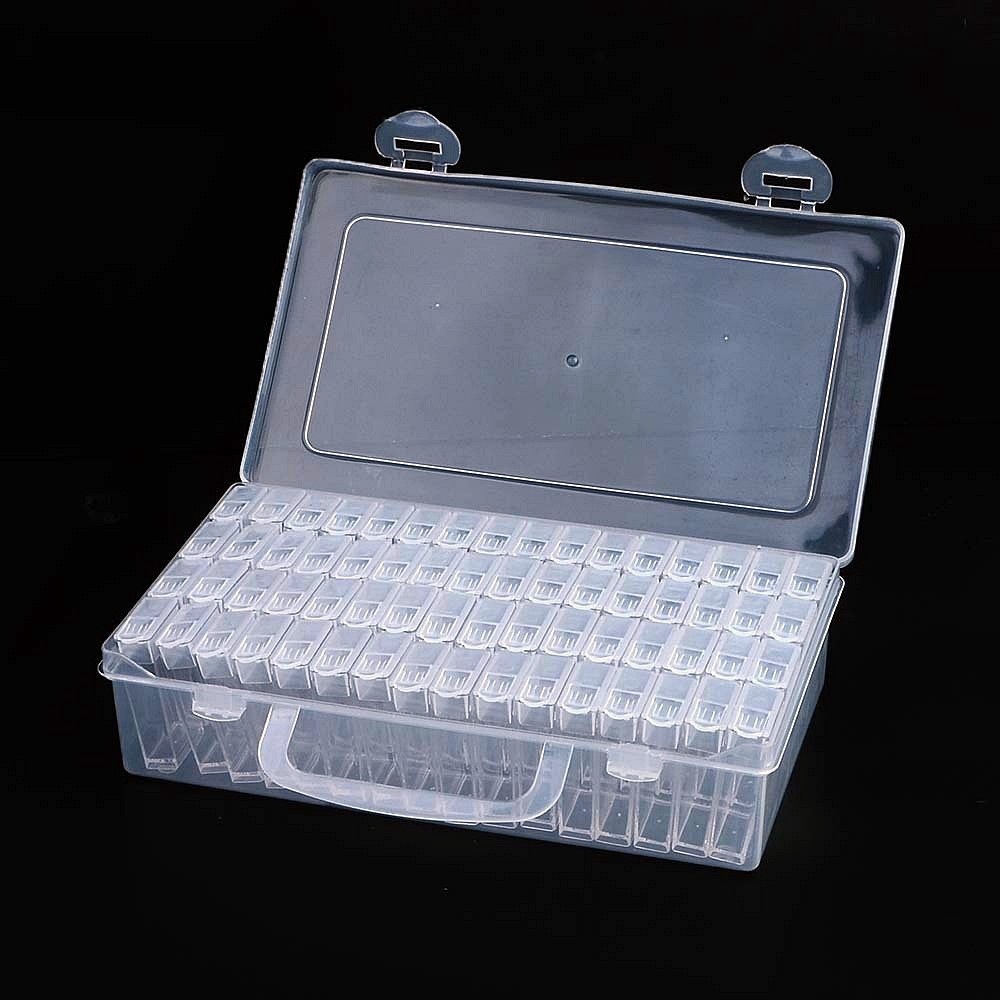 Oce 소형 케이스&가방 64개 플라스틱 미니 상자 가방 글리터 보관함 투명 단추통 사각 수납통