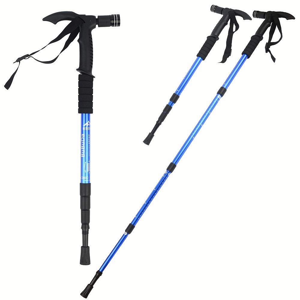 Oce 라이트 접이식 등산 스틱 나침반 지팡이 스포츠 운동 충격완화 눈길 산행 폴더 렌턴 지팡이