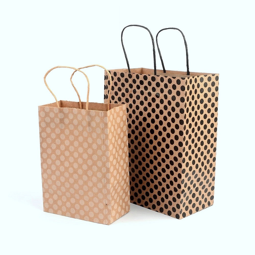 Oce 물방울무늬 종이 손잡이 쇼핑백 선물포장가방 봉지 상자 쇼퍼
