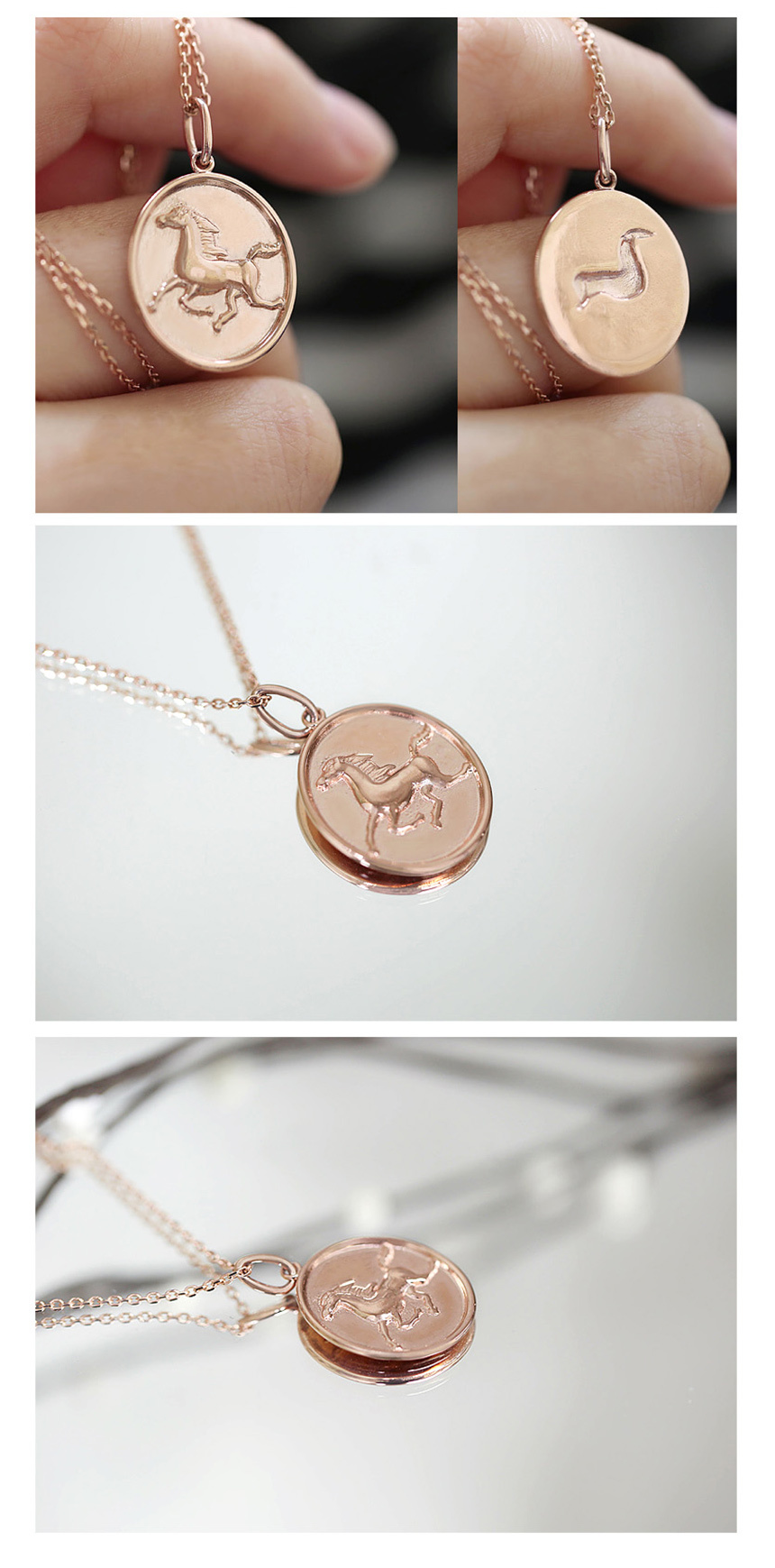 18k펜던트 빈티지 심플 코인팬던트(말)