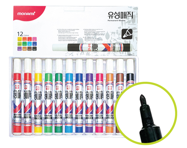 MONAMI Permanent Markers, Point Marker, 12colors, 12pack | eBay