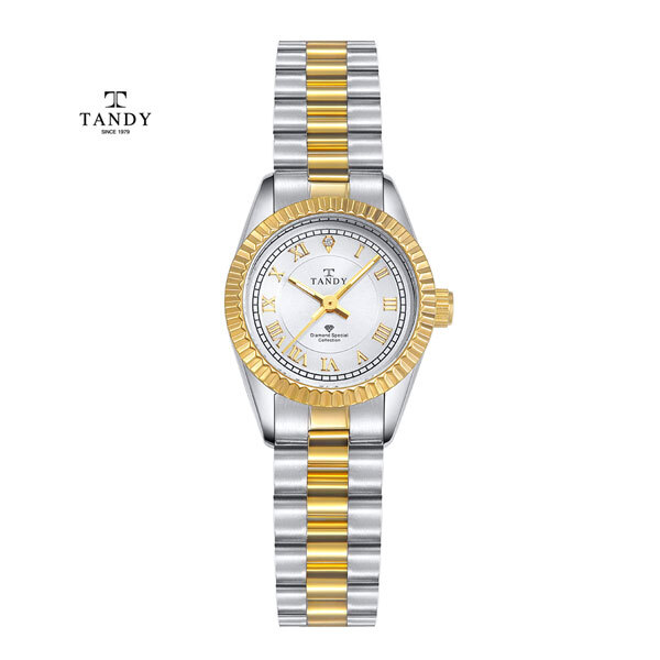 [TANDY] 탠디 세미 사파이어 글래스 메탈 다이아몬드 손목시계 여성, TS-303F GOLD