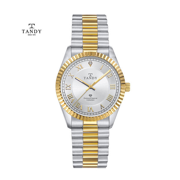 [TANDY] 탠디 세미 사파이어 글래스 메탈 다이아몬드 손목시계 남성, TS-303M GOLD