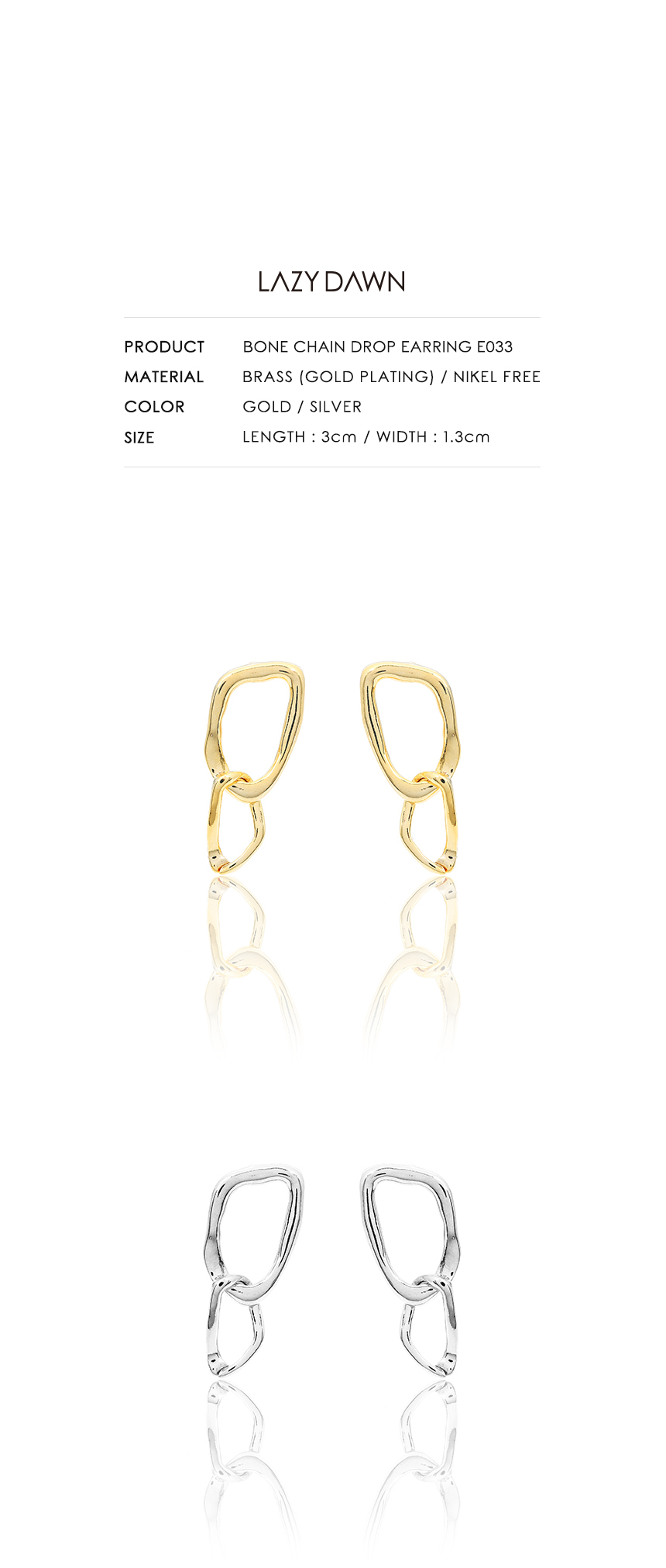 bone chain drop earring E033 상세 이미지 4