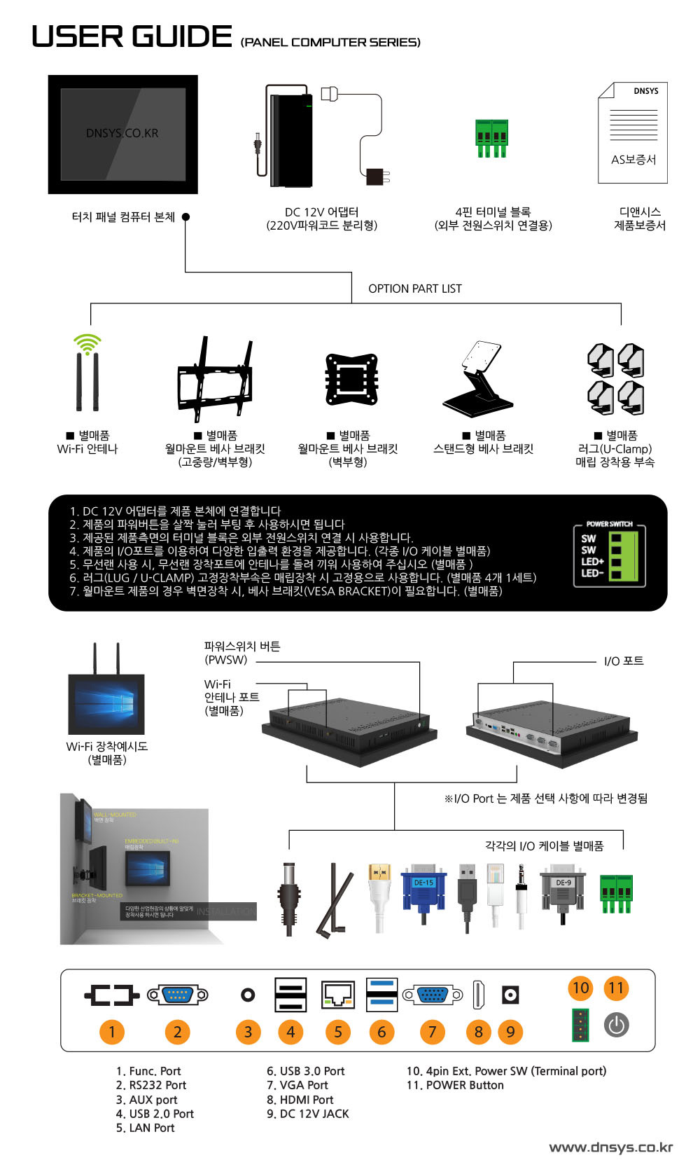 디앤시스 산업용 패널컴퓨터 시리즈 퀵가이드 (기본사용설명서)