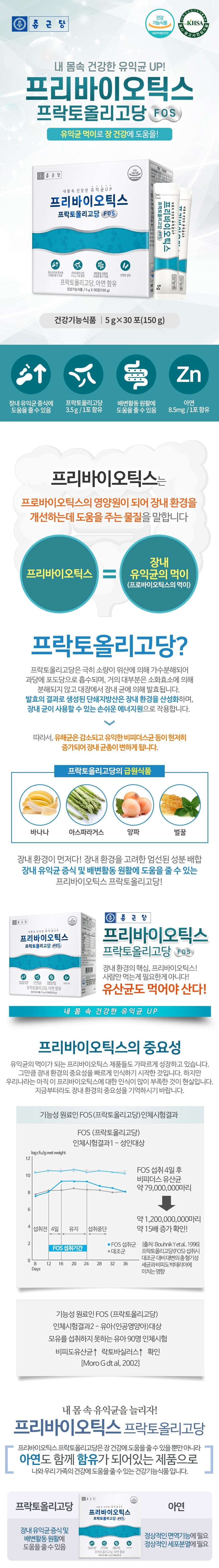 종근당 프리바이오틱스 프락토올리고당 FOS 상세설명