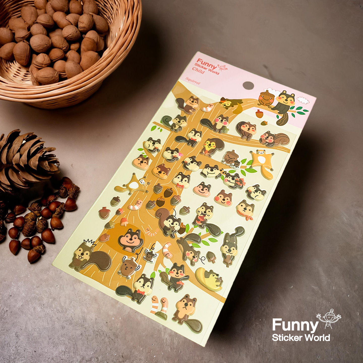 퍼니스티커 C509.10 십다람쥐 캐스팅 차일드 스티커