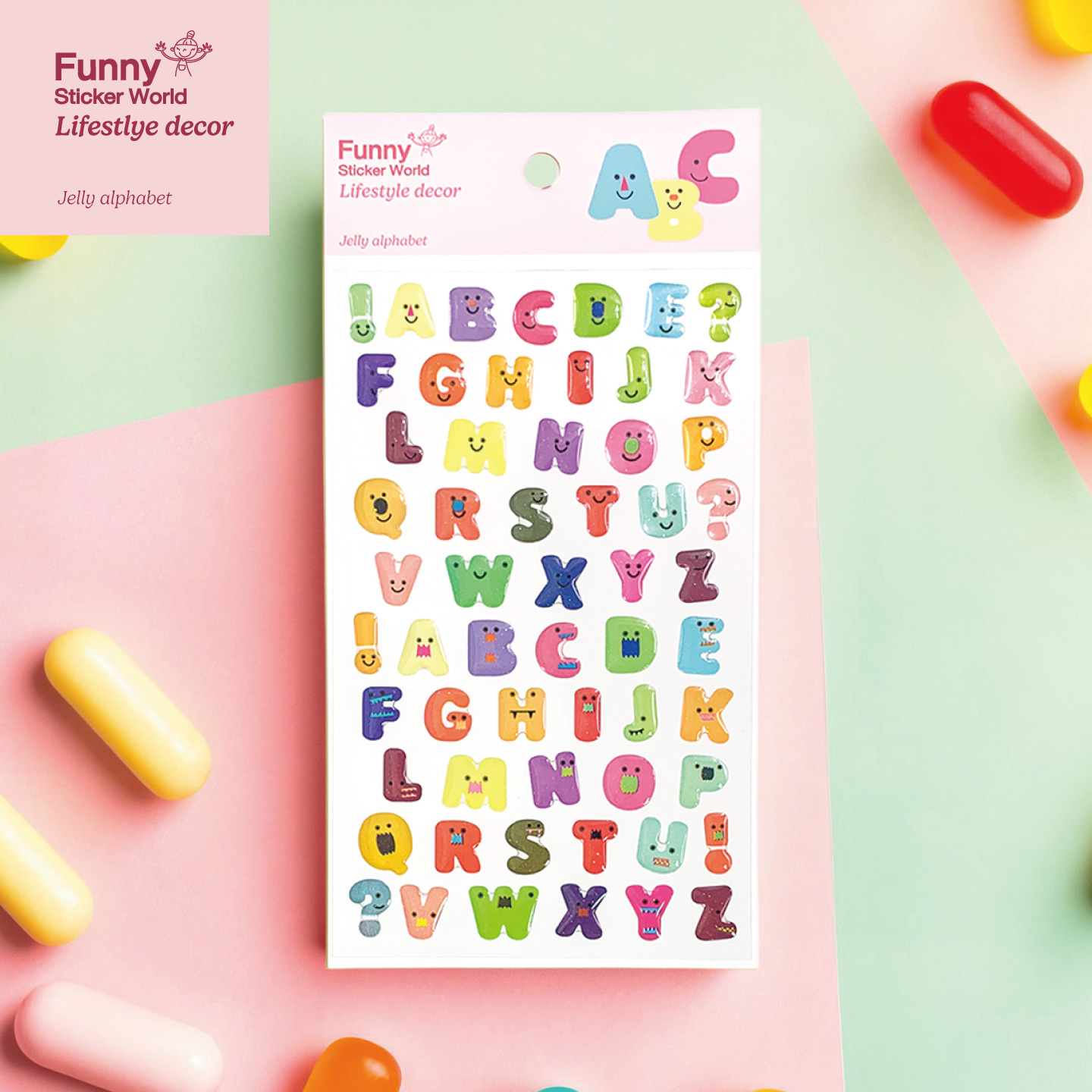 퍼니스티커 L406E 젤리 알파벳 에폭시 라이프스타일 스티커