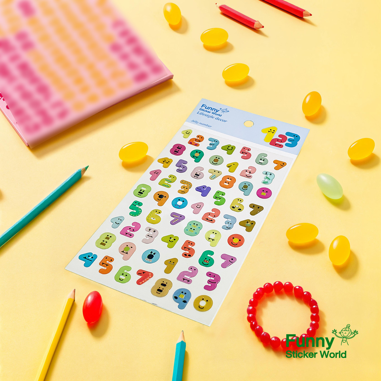 퍼니스티커 L407E 젤리 숫자 에폭시 라이프스타일 스티커