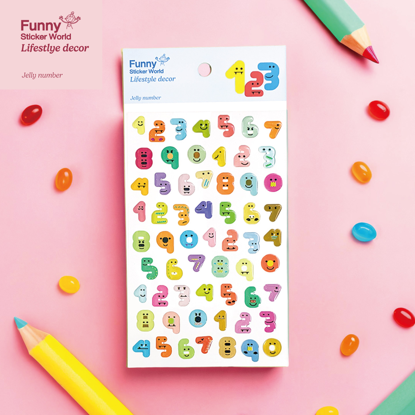 퍼니스티커 L407E 젤리 숫자 에폭시 라이프스타일 스티커