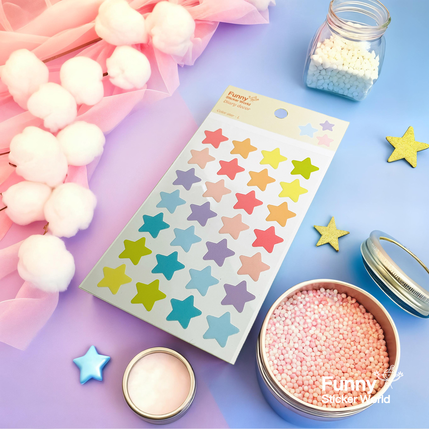 퍼니스티커 T916P 별 PVC 다이어리데코 스티커
