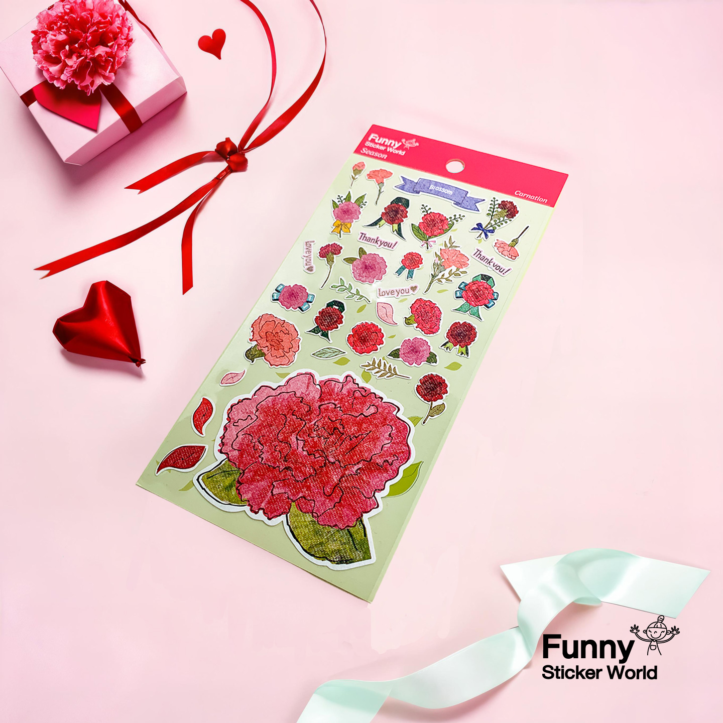 [가정의달 모음전] 퍼니스티커 TB-217 카네이션 타이백 시즌 스티커