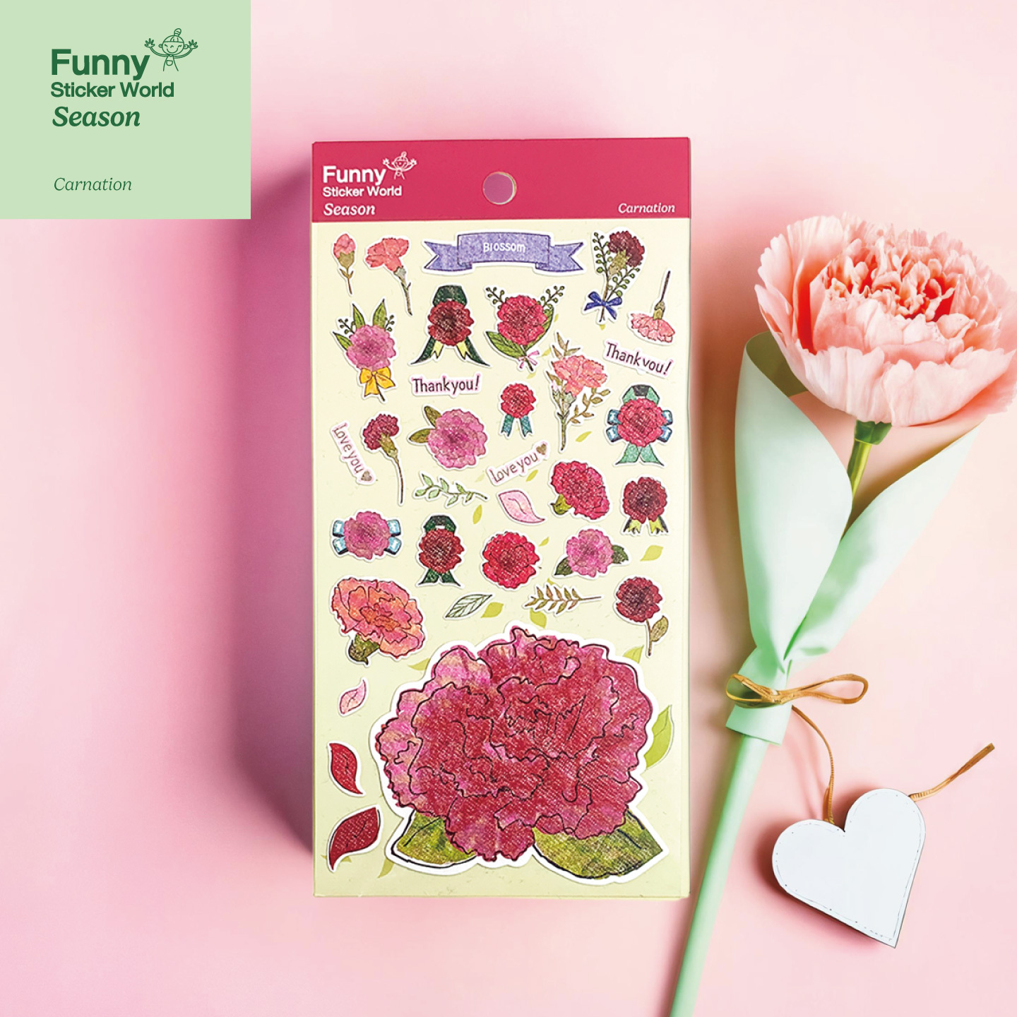[가정의달 모음전] 퍼니스티커 TB-217 카네이션 타이백 시즌 스티커