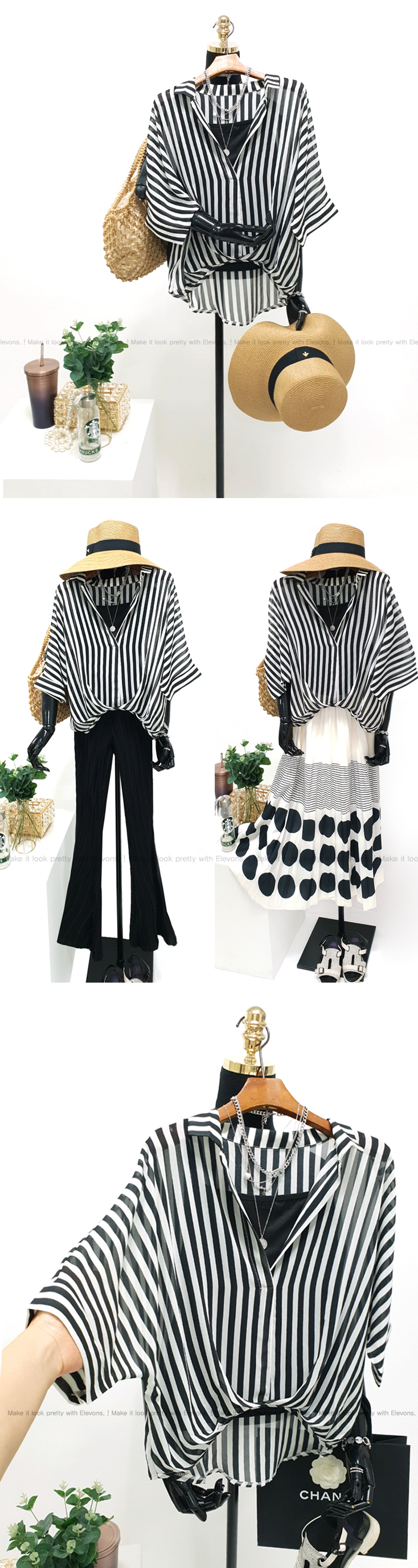 PKO-106266 ASPARAGO BLACK TAFFETA BLOUSE