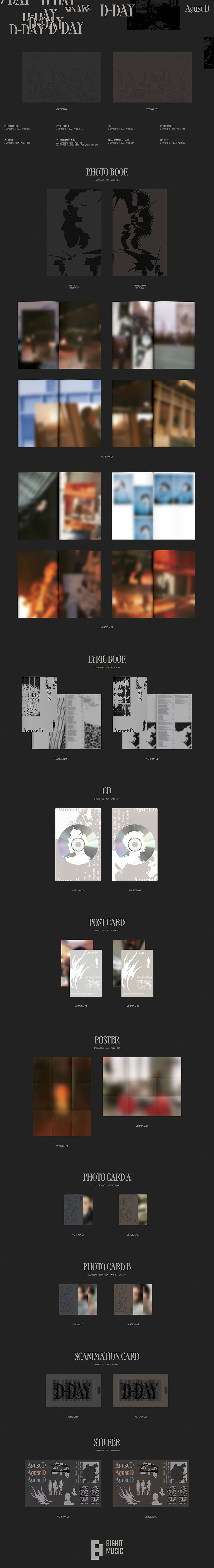Agust D (BTS Suga) - [D-DAY] (SET) AgustD AgustDalbum AgustDcd BTSSugaalbum