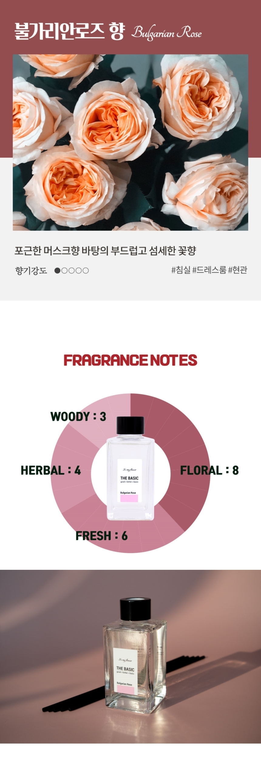 발향좋은 더베이직 디퓨저 현관 거실 방 드레스룸 화장실 실내 방향제 110ml 14종