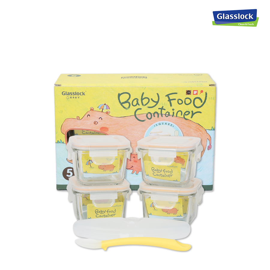 글라스락 얌얌 정사각 이유식기 5조