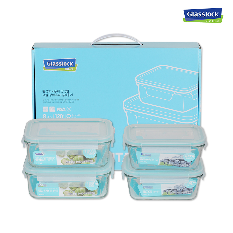 글라스락 직사각 차곡 혼합 4조