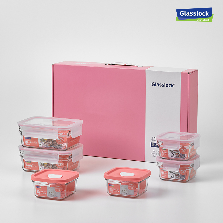 글라스락 스마트 혼합 6조(핑크)