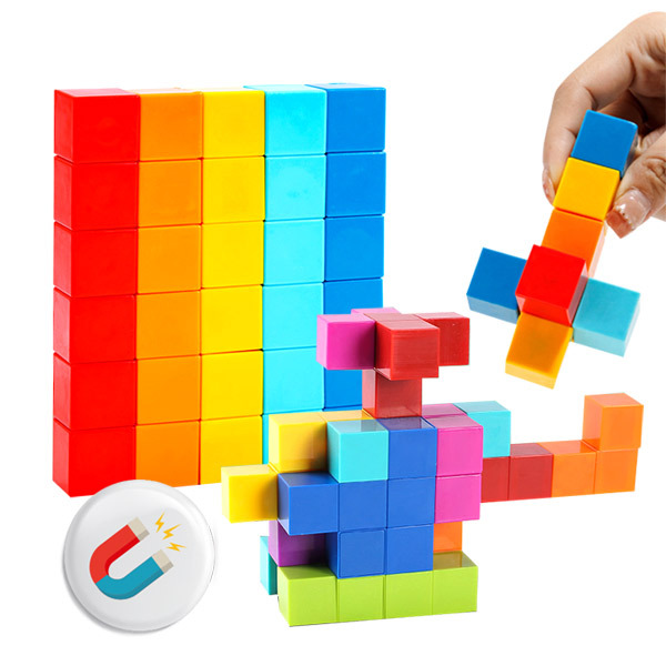 [본사] 브레인숲 영유아 3.5cm 레인보우 자석블럭 192
