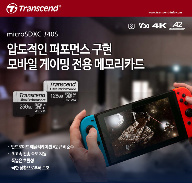 Transcend MicroSDXC 340S 128GB – Scheda Di Memoria Class 10 UHS-I U3 A2 Per Smartphone E Action Cam