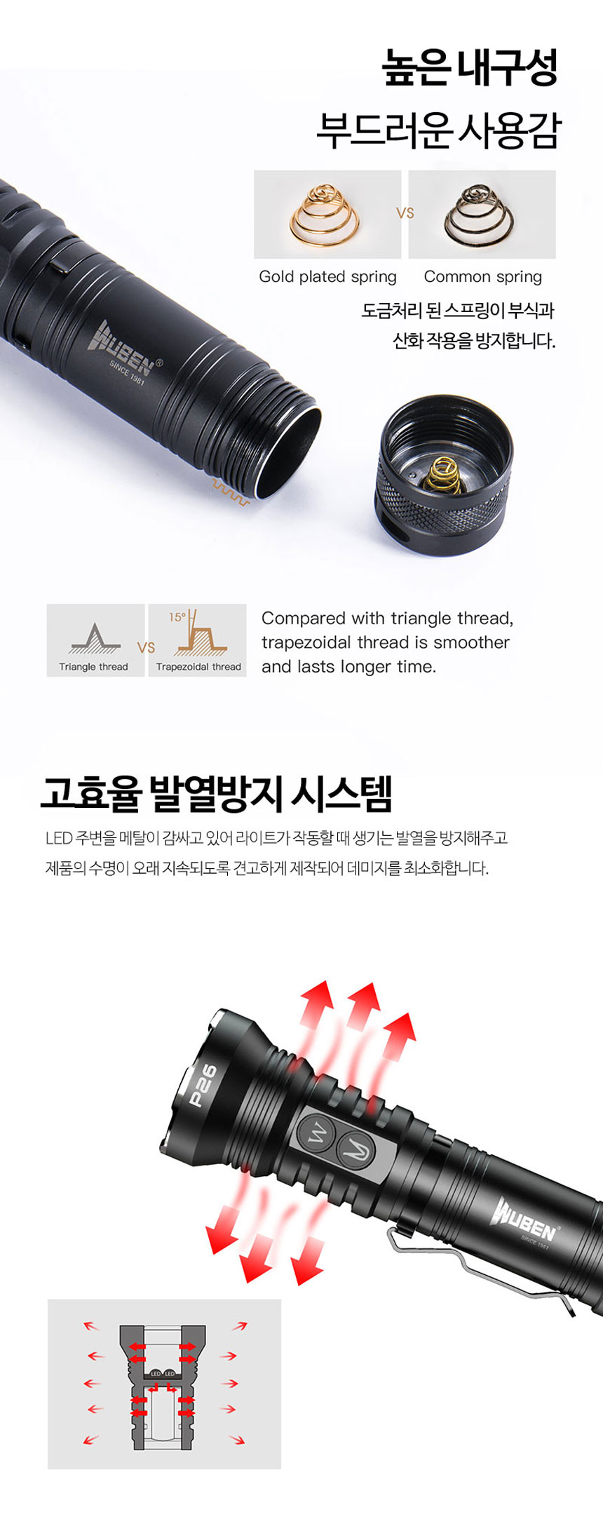 WUBEN 우벤 P26 UV라이트 LED후레쉬 자외선랜턴 손전등 365nm 상세 이미지 15