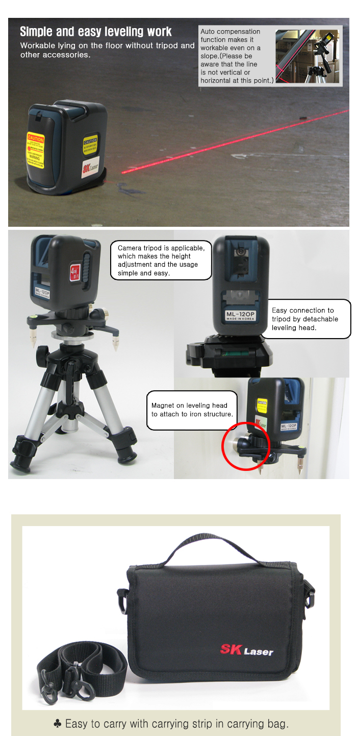 Portable laser level, mini laser level, made in Korea, ML120P eBay