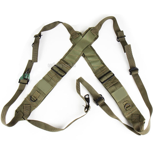 Mens Military Army Style LC2 X Back Suspenders Utility  Belt OD
