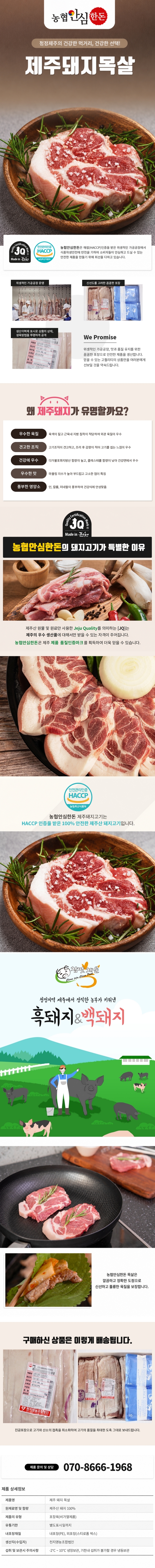 [농협안심한돈] 제주 백돼지 목살 구이용 0.5kg