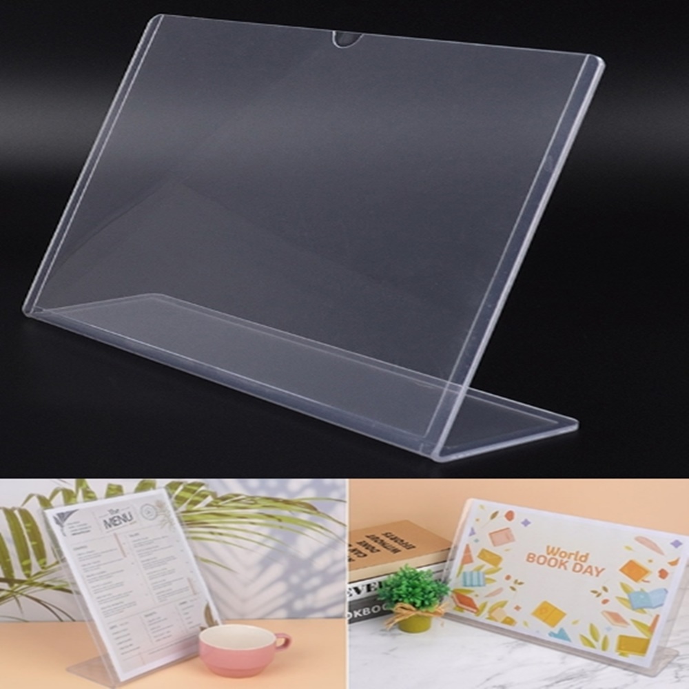 세모소 테이블메뉴판꽂이 L형포스터케이스 단면거치대 투명사각판 A4 1개