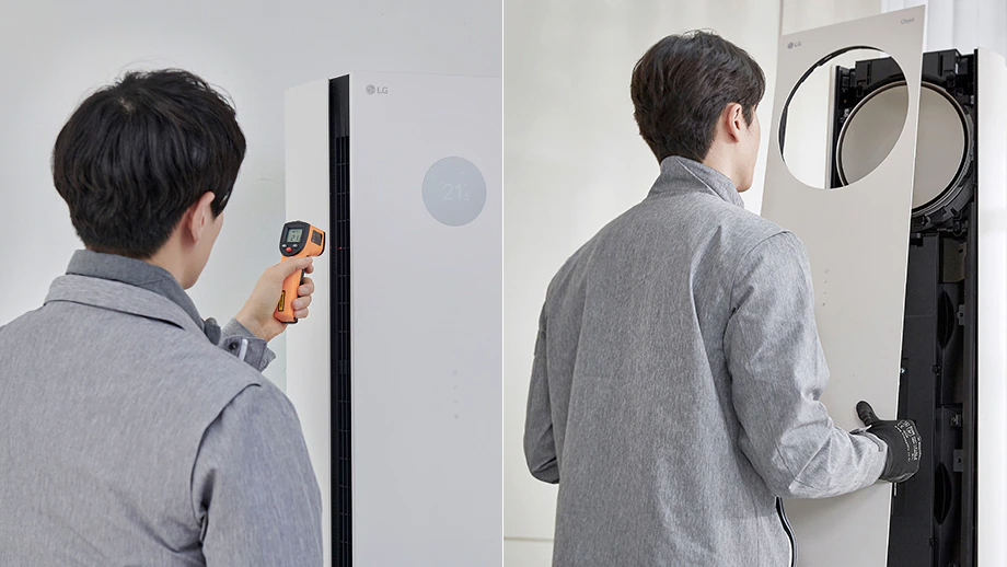 에어컨 스탠드형 제품 성능 점검 및 무상 A/S 예시 이미지