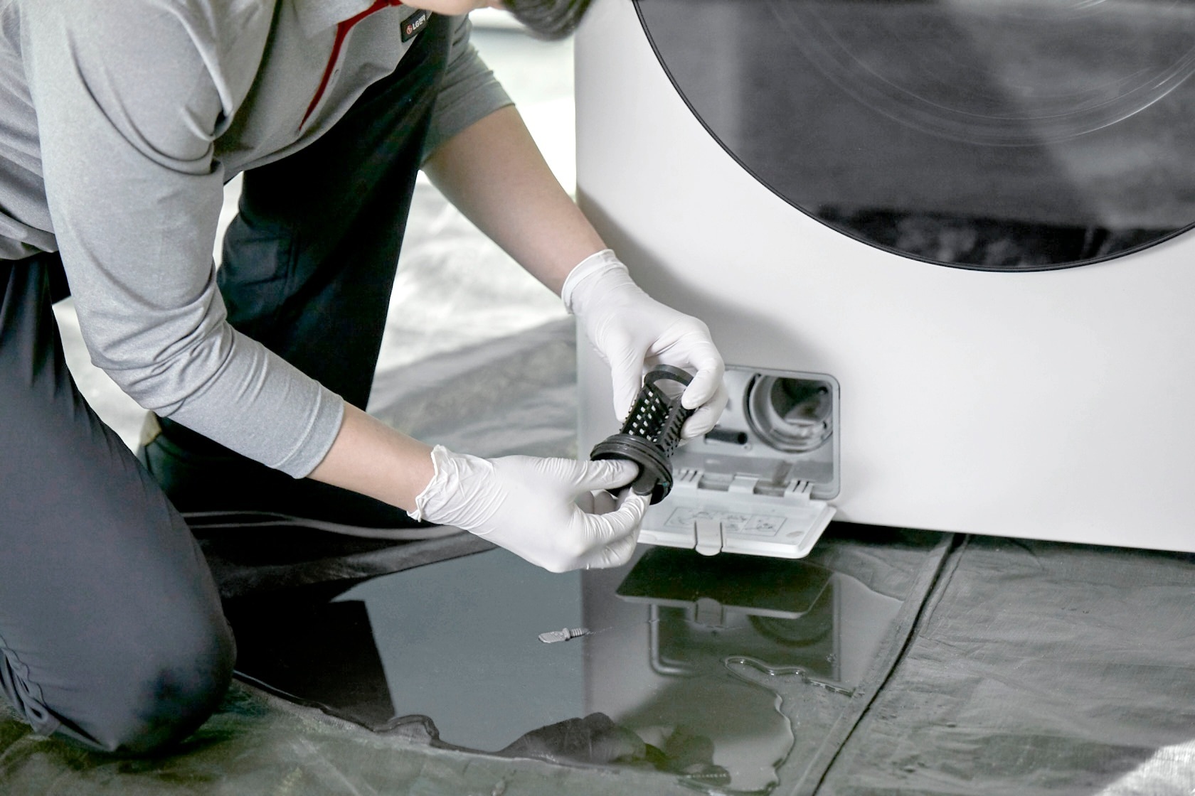 배수필터 세척 및 교체 예시 이미지