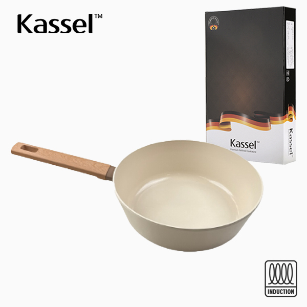 [Kassel]  카셀 인덕션  스톤 크림 세라믹 코팅 궁중팬 24cm